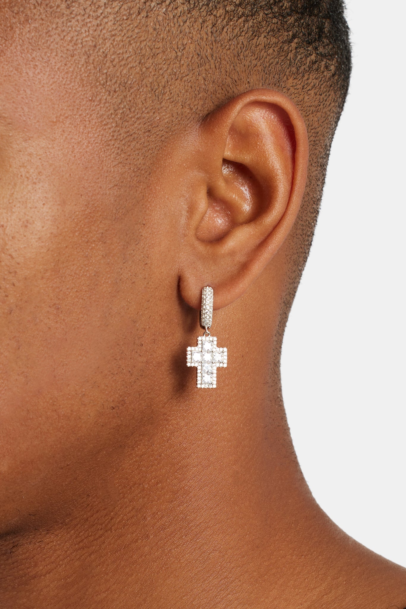 17 mm 925 Baguette-Kreuz-Tropfenohrringe